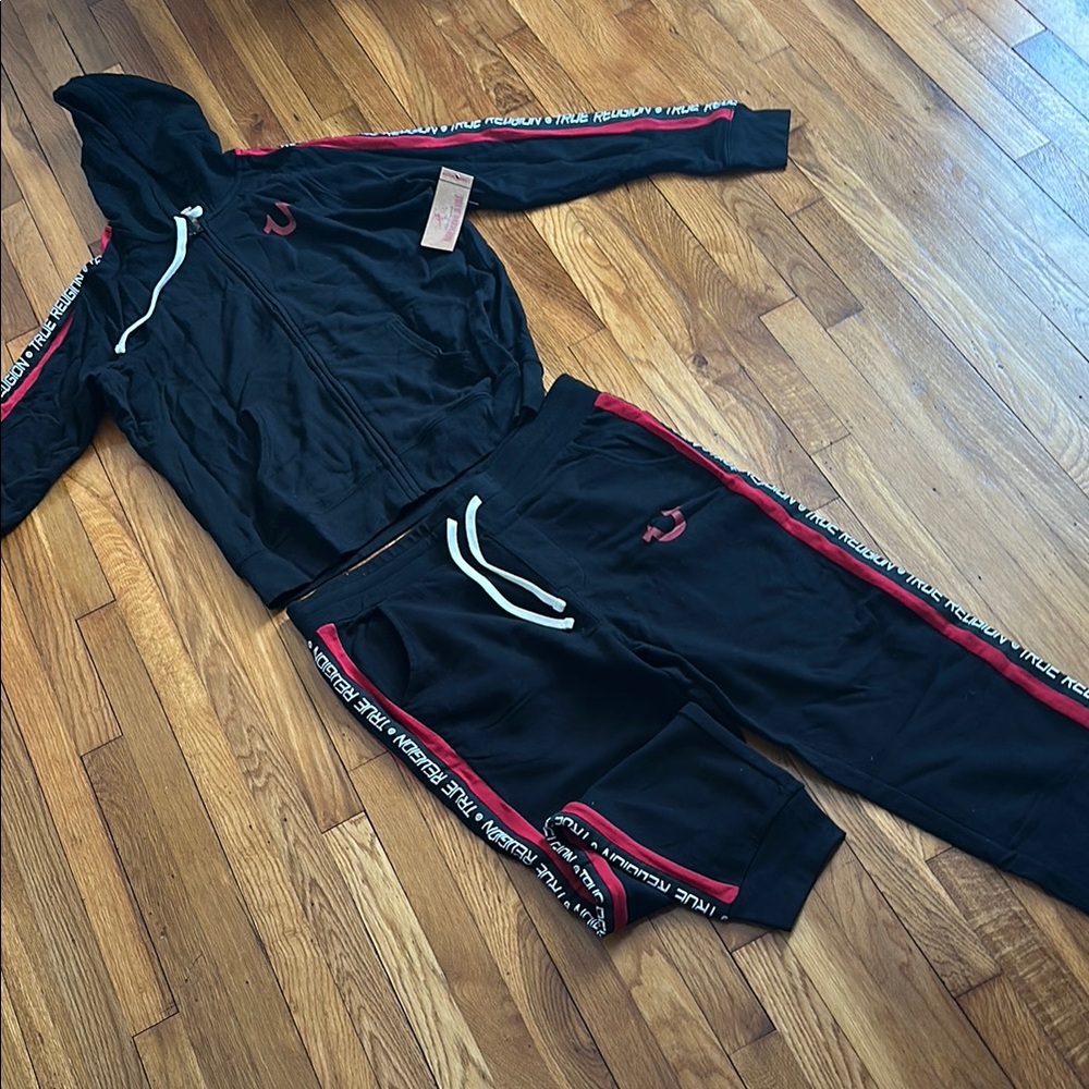 True Religion Black and Red Tracksuit